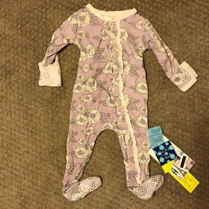 NWT Kickee pants sweet pea poppies ruffle footie